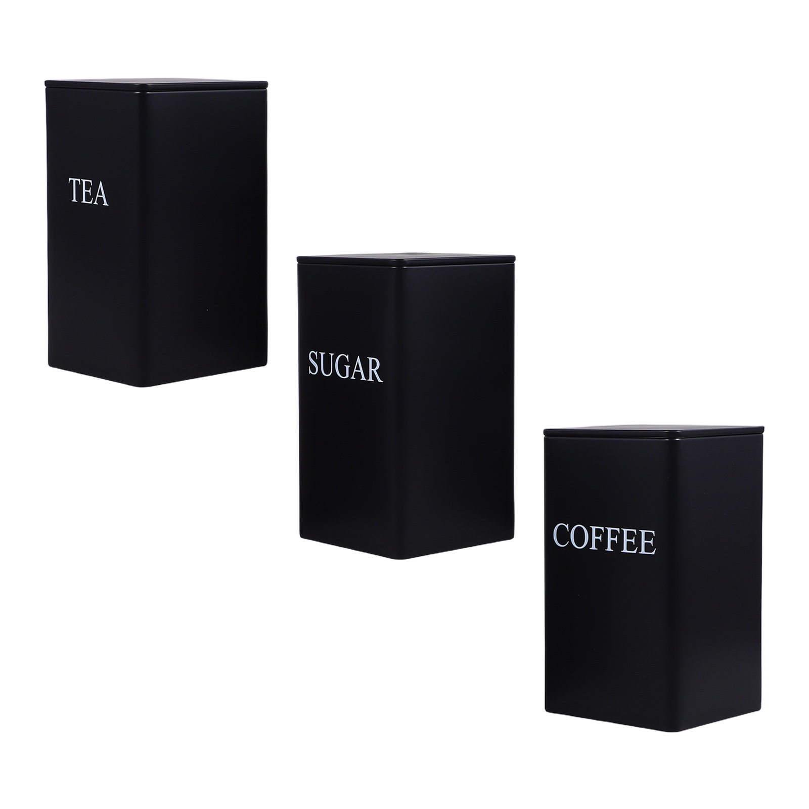 Coffee Tea Organizer - 3Pcs Kitchen Storage Canisters Metal Square