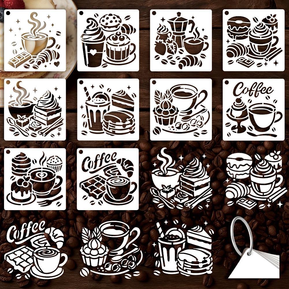 Draw Coffee And Tea - 10 Sheets Coffee Stencils for Painting