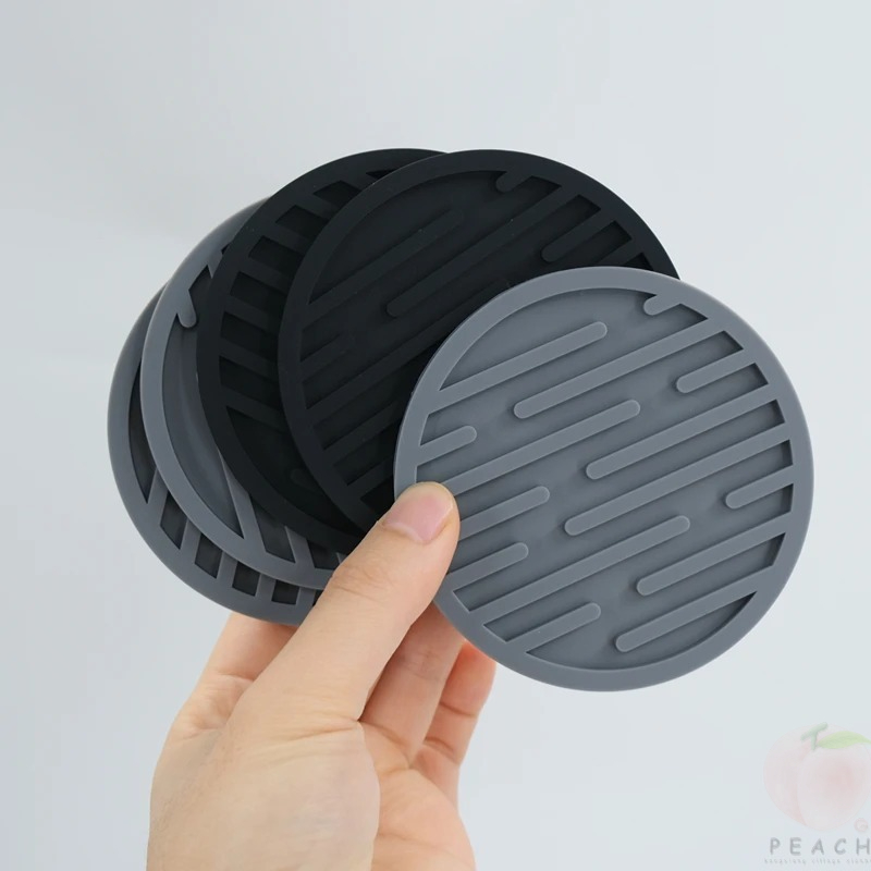 Coffee And Tea Bar - 10cm Silicone Coasters Round Heat Resistant