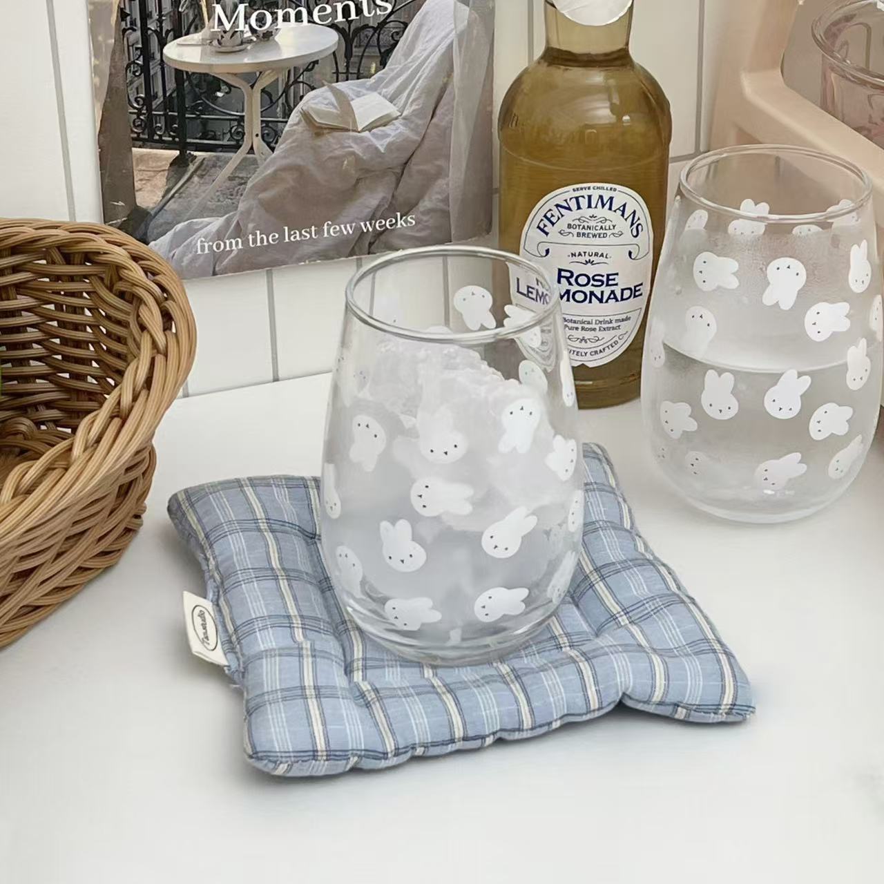 Cute Miffy Rabbit Printed Glas - Coffee Tea Cups 评论和价格