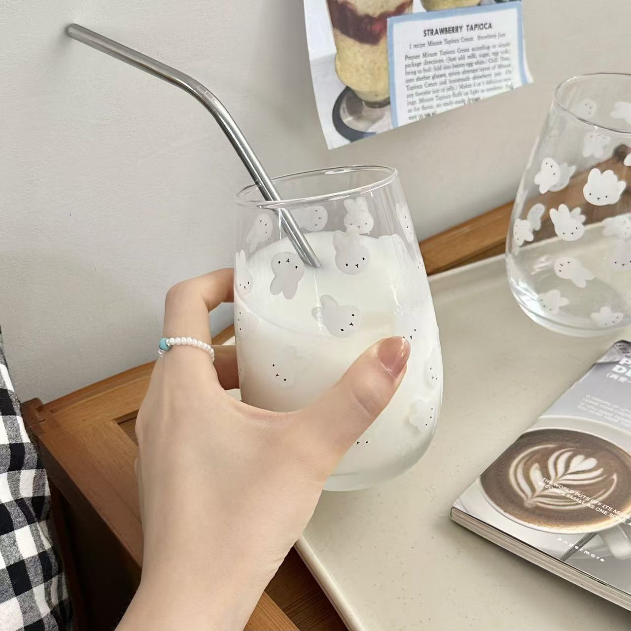 Cute Miffy Rabbit Printed Glas - Coffee Tea Cups 评论和价格