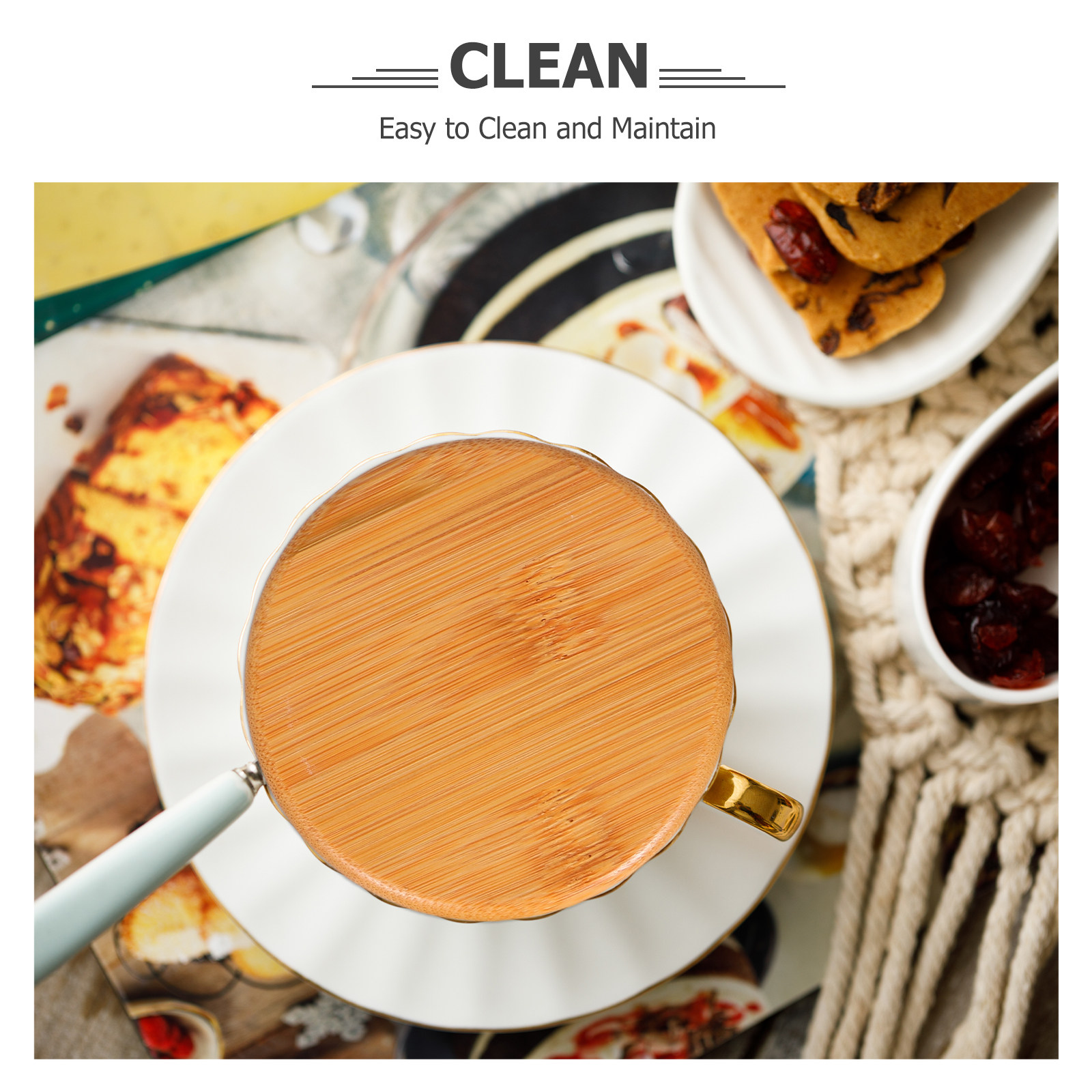 4Pcs Bamboo Cup Lids Round Uni - Coffee Tea Replacement 评论和价格
