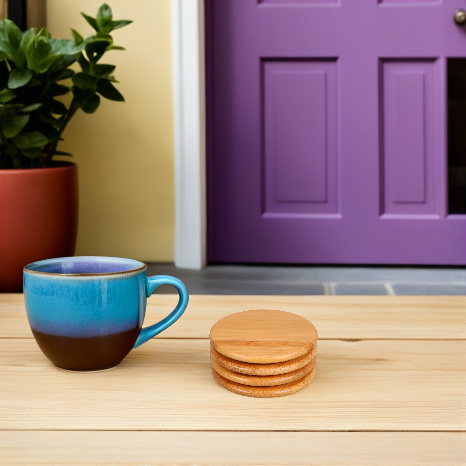 4Pcs Bamboo Cup Lids Round Uni - Coffee Tea Replacement 评论和价格
