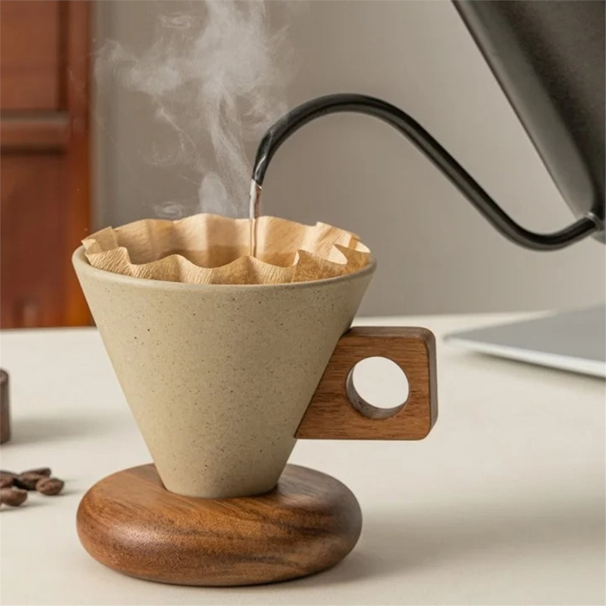 Ceramic Coffee Cup& Wood Base  - Coffee Tea Mugs 评论和价格