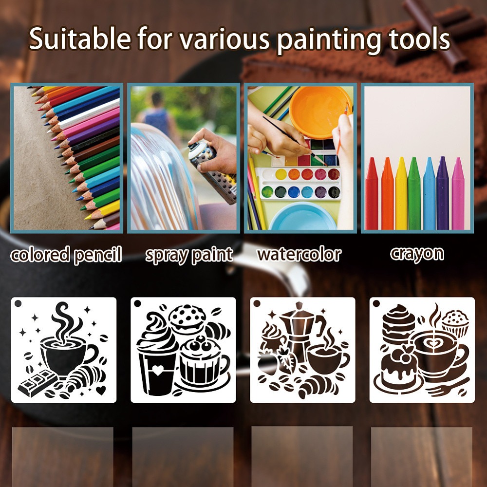 10 Sheets Coffee Stencils for  - Draw Coffee And Tea 评论和价格