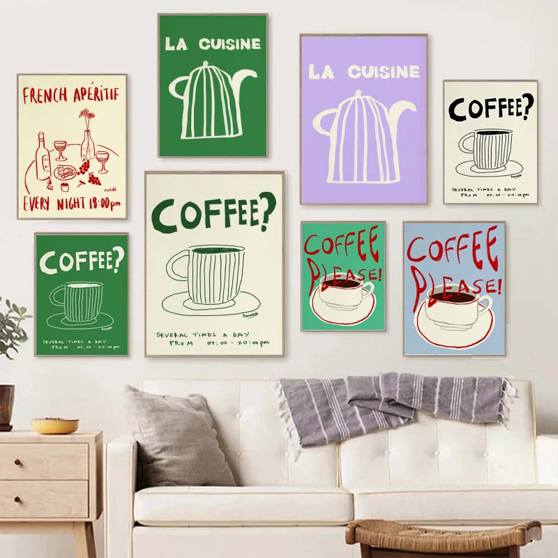 1pc frameless Canvas Painting  - Draw Coffee And Tea 评论和价格