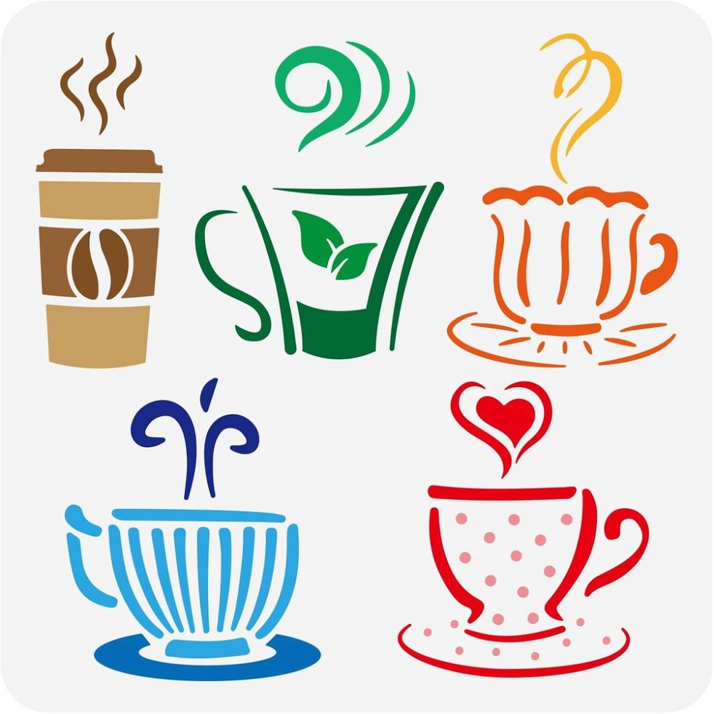 Hot Drinks Stencil for Paintin - Draw Coffee And Tea 评论和价格