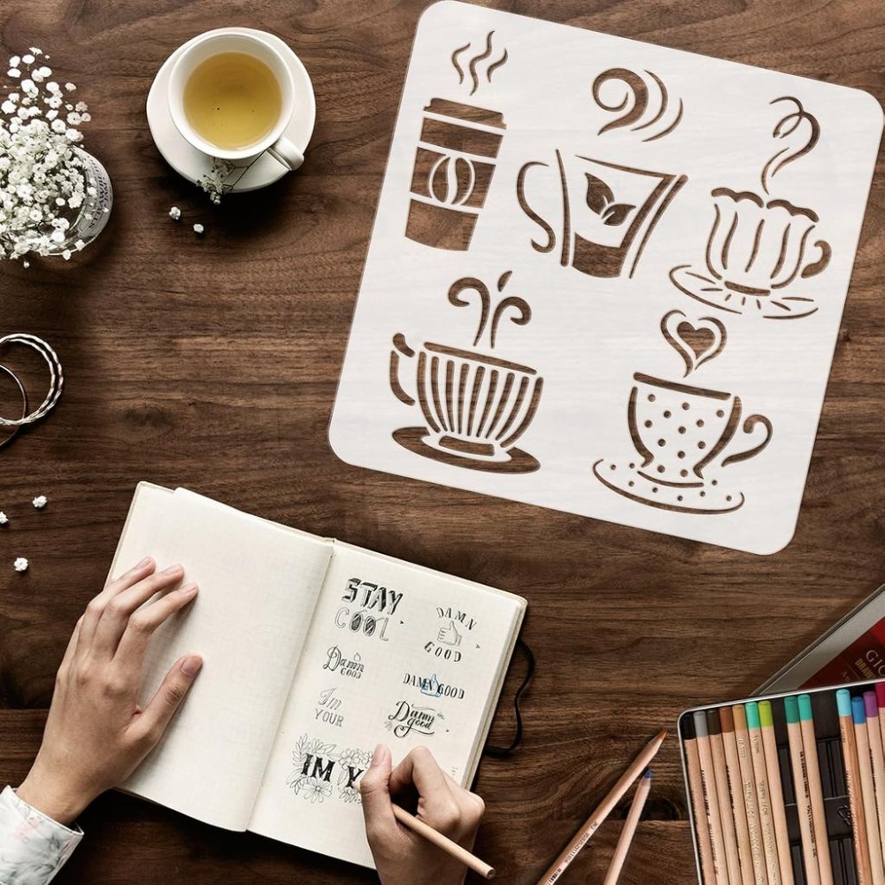 Hot Drinks Stencil for Paintin - Draw Coffee And Tea 评论和价格