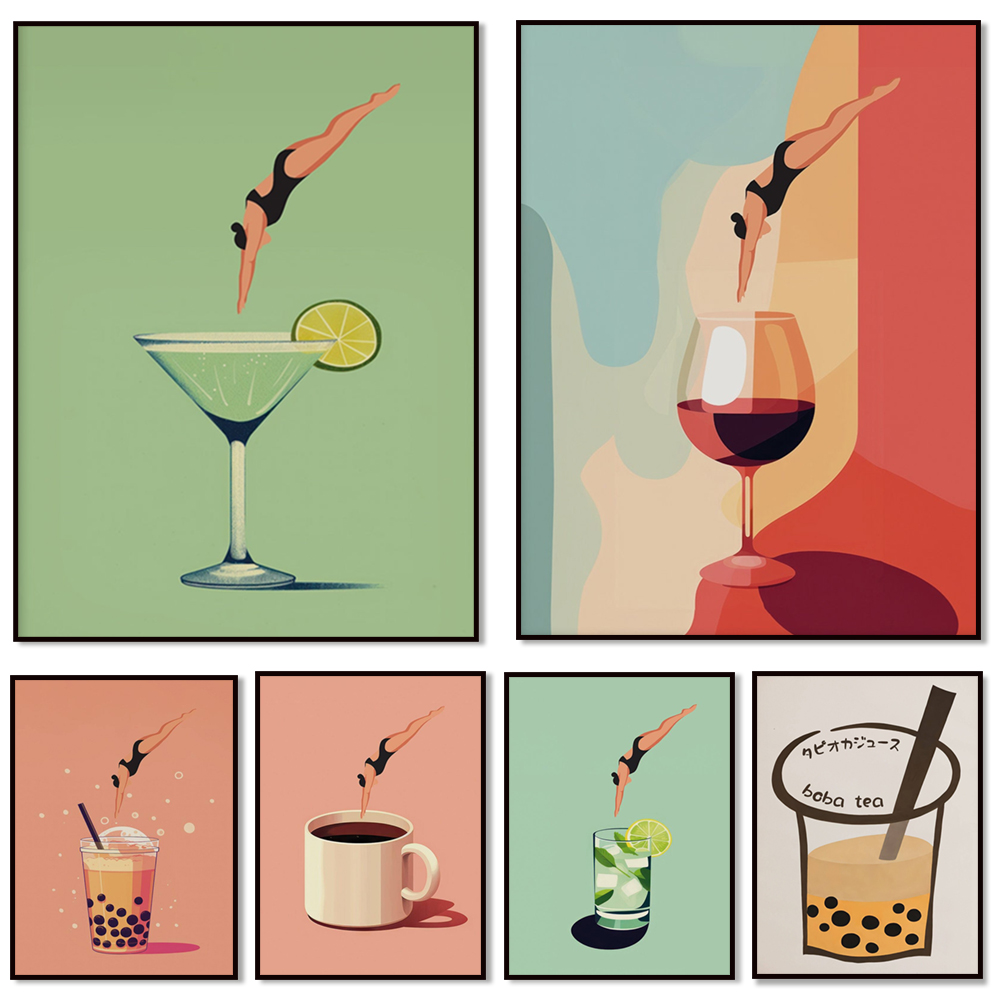Wine wall art, gin and tonic,  - Coffee Tea Picture 评论和价格